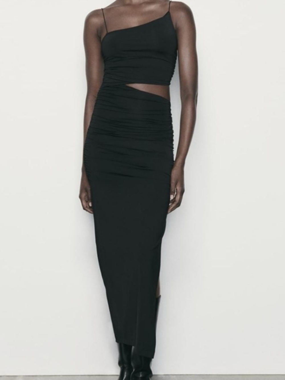 Zara Black Garment with Ruched Waist New No Tags